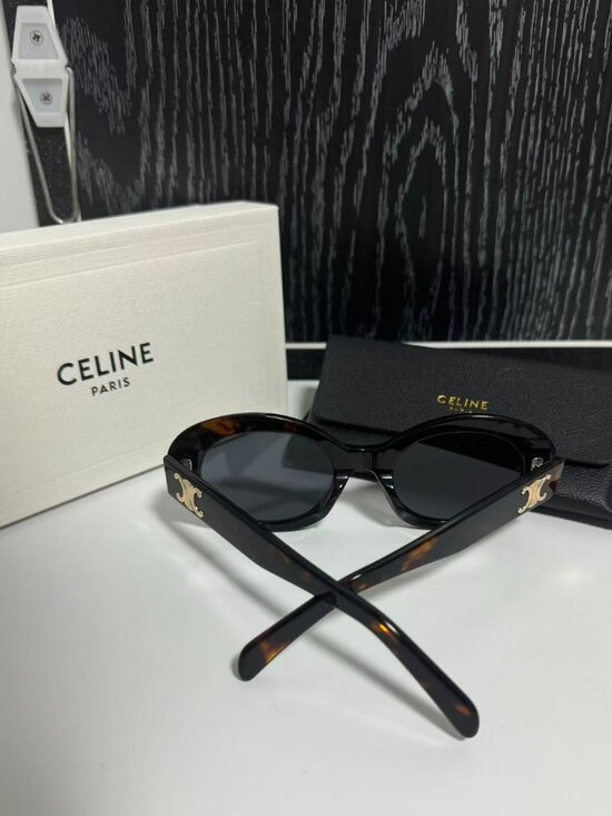 Celine Paris Tortoiseshell Oval Sunglasses with Original Box & Case - Luxury Des